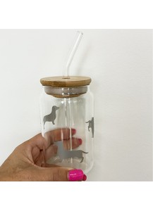 Dachshund drinking glass